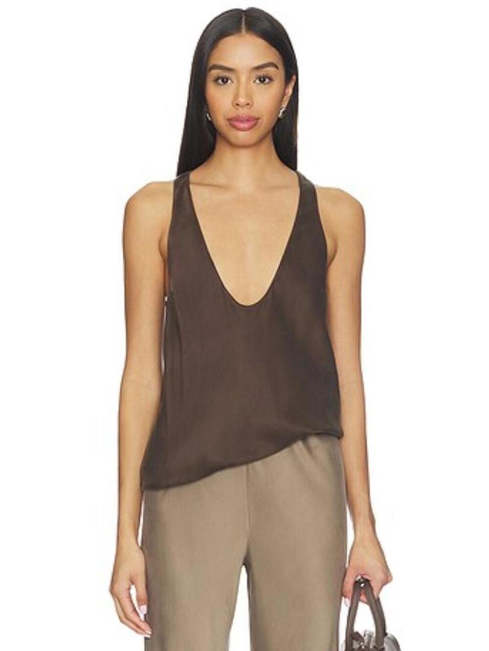 EAVES Vivian Silk Top in Ganache